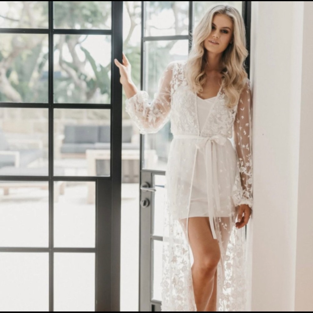 COPY - Adele Lace Maxi Robe with slip.